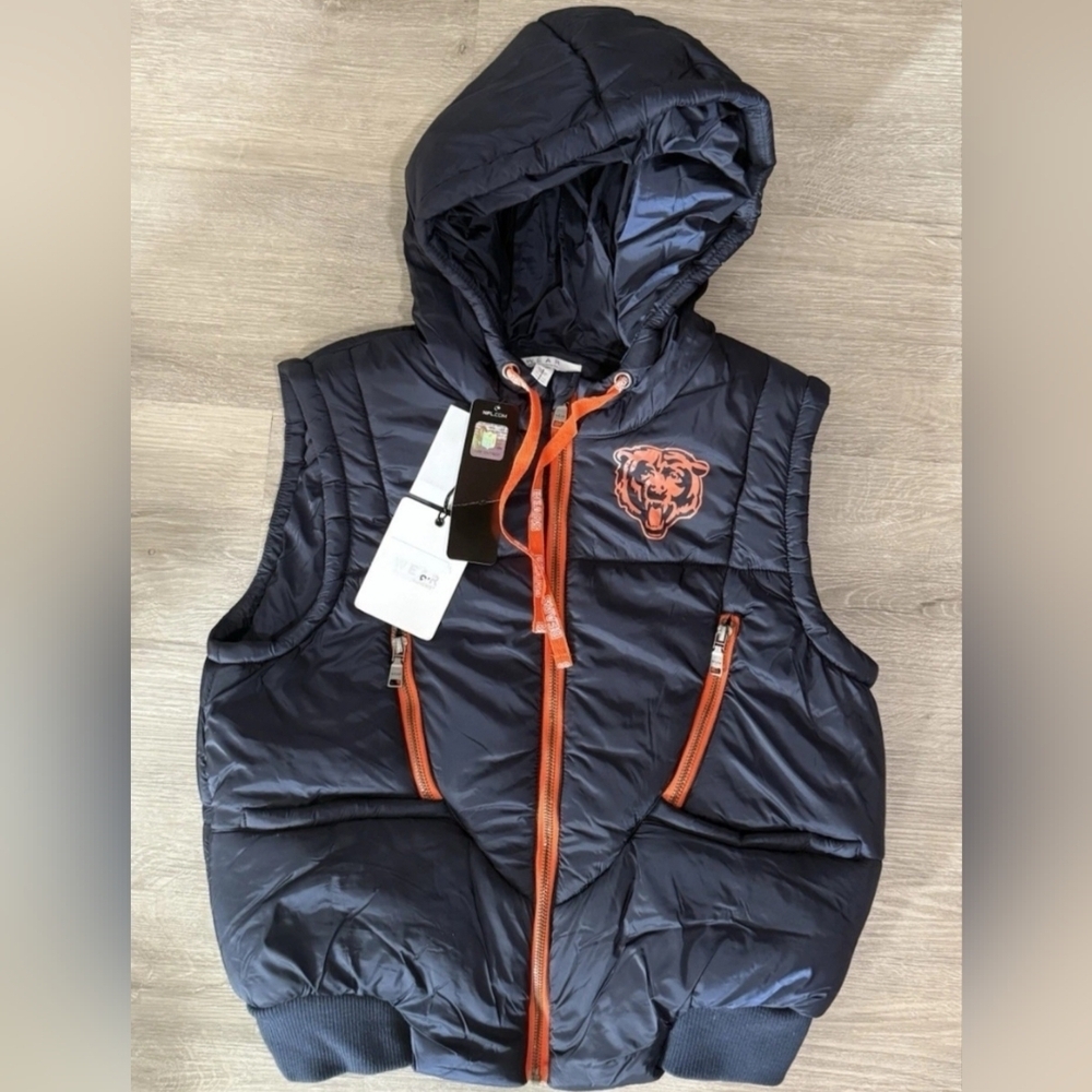 Chicago Bears NFL Puffer Vest Women's Size XS By Erin Andrews NWT